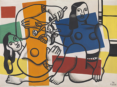 Two Women Holding Flowers Fernand Leger